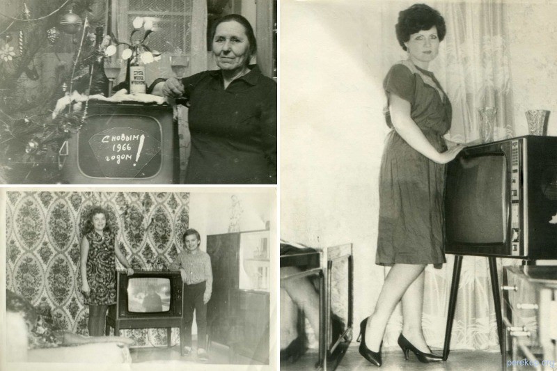 Винтажные снимки советских людей, позирующих у своих первых телевизоров